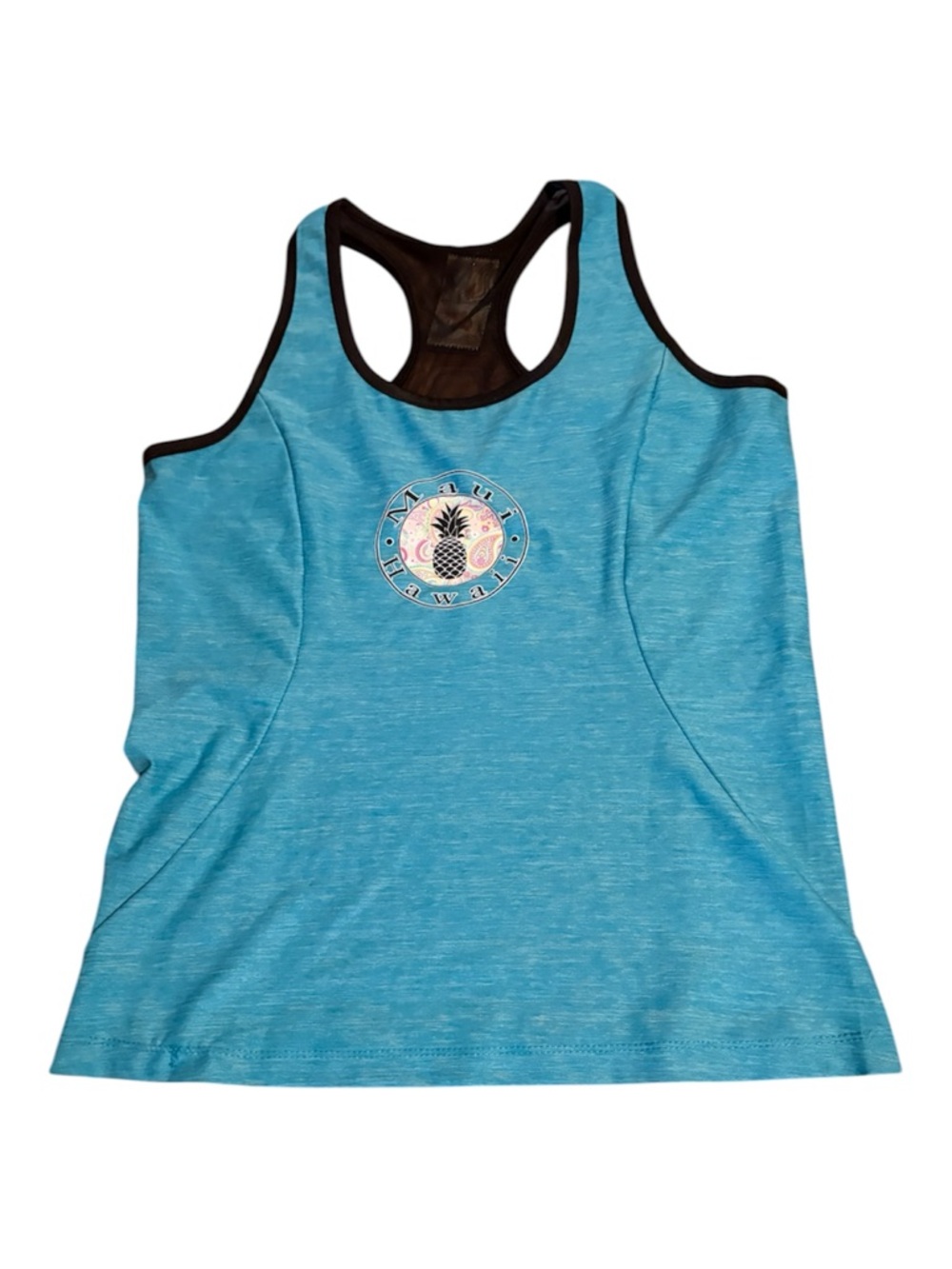 Maui Hawaii Blue  Racerback Tank Top with Pineapple Emblem